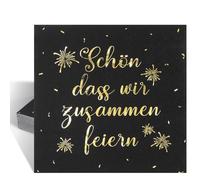 200 servilletas "Schön, dass wir zusammen feiern", servilletas desechables de 2 capas, 33 x 33 cm, para cumpleaños, bodas, aniversarios y fiestas, decoración de mesa resistente con texto en relieve