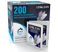 200 toallitas húmedas Udiclean envueltas individualmente para audífonos e implantes cocleares Las toallitas de secado rápido eliminan la grasa, el sudor y la suciedad