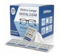 200 toallitas limpiadoras para gafas, tamaño 12 x 15 cm, individualmente embaladas, secado rápido y sin huellas, ideal para lentes ópticas, pantallas de smartphone, tabletas y lentes de cámara