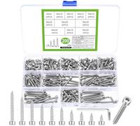 200 tornillos autorroscantes de cabeza hexagonal M4, tornillos cilíndricos hexagonales de acero inoxidable, kit surtido de sujetadores autorroscantes para proyectos de bricolaje, carpintería, metal