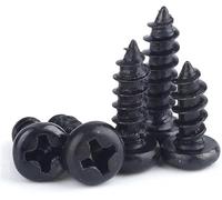200 tornillos autorroscantes de cabeza redonda, negros, con cabeza plana y rosca macho, for electrónica, tamaño pequeño, M1, 1,2, 1,4, 1,7-M3(M2x8)