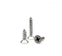 200 tornillos autorroscantes for madera, de cabeza avellanada plana, Phillips, de acero, de latón, bronce y negro, de tamaño pequeño, M2, M2.6, M3(Silver,2x10mm)