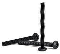 200 Tornillos Negros M2 x 20mm con Cabeza Redonda Hexagonal para llave de allen. Aleación de Acero Clase 12.9. Longitud: 20 mm. Cabeza de Botón ISO 7380. Acero templado al Carbono de alta dureza