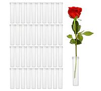200 tubos de agua florales/viales para arreglos florales, tubos de agua de flores de rosa, tubos de agua florales de plástico transparente con púas, tubos de agua florales para tallos (7 x 1,8 cm)