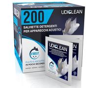 200 Udiclean toallitas húmedas biodegradables de secado rápido para la limpieza y el mantenimiento de audífonos eliminan la grasa, el sudor y la suciedad sin dejar residuos