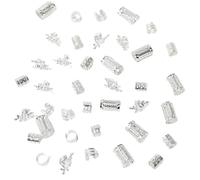 200 Uds. Anillos ajustables for el pelo for rastas, puños, trenzas sucias, horquillas con cuentas, accesorios for mujeres Para Rastas De Cabello(Sliver)