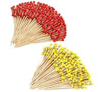 200 Uds. Palitos De Bambú De 12Cm Con Cuentas Dobles, Selecciones De Cócteles, Palitos De Comida, Selecciones De Comida Para Fiestas, Selecciones De Comida Para Dedos