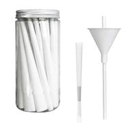 200 Unidades Conos Blancos Prenrollados, Tamaño King Size con Boquillas, Papel de Fibra Vegetal, Incluye 1 Embudo Cargador y 1 Varilla