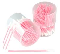 200 unidades de algodón rosa de doble cabeza, bastoncillos de algodón de bambú con mangos de madera sostenibles, bastoncillos de algodón con cabezales dobles, bastoncillos de limpieza versátiles, para