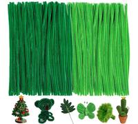 200 unidades limpiadores de pipas, 2 limpiadores de pipas verdes diferentes para manualidades, limpiador de pipas para manualidades, limpiador de pipas largo 30 cm x 6 mm limpiador de tuberías para