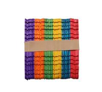 200 Unidades Palitos de Madera para Manualidades DIY, Colores Surtidos | Madera Borde Dentado y Orificio, Unión Encajable, para Maquetas, Colgantes y Actividades Stem