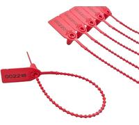 200 unidades Precintos de Seguridad de Plastico Rojos, Bridas numeradas para maleta, cajas, 25 CM (Rojo, 200 unidades)