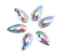 200 Unids Diamantes de Imitación de ojo de Caballo AB Cristal de Resina Acrílica con Agujero Goteo Costura Rhinestone Botón Artesanía Cinco Estilo para Elegir(Water Droplets-Coloful)