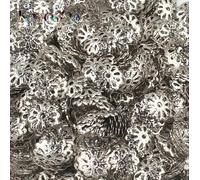 200 Unids/lote 9 mm Plata Flor Pétalo Extremo Espaciador Tapas De Cuentas Encantos Tazas De Cuentas Para La Fabricación De Joyas-Gun Black-1000pcs