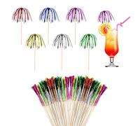 200 varillas de fuegos artificiales, cuerda de cóctel, palillos de frutas coloridos, decoración de pasteles, palillos de dientes, utilizados para bebidas, frutas, postres, decoraciones de fiesta