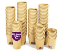 200 Vasos Desechables de Cartón Kraft 210 ml / 7 oz. Resistentes, A Prueba de Fugas. Ideal para Café, Té y Bebidas Refrescantes.Sin Olores. Vasos Kraft