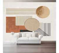 200 x 140 cm Fotomurales No Tejido Pintura Bohemio Geométrico Círculos Texturizado, Marrón Papel Pintado Decoración de Pared, Murales póster Decorativos Murales para Dormitorio Infantil Salón