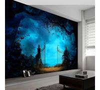200 x 140 cm Papel pintado fotográfico efecto 3D, Misterio Del Bosque Cuento Hadas Ensueño Fotomurales Tejido No Tejido Murales Fotográfico Moderno Decoración de Paredes para salón o dormitorio, Azul
