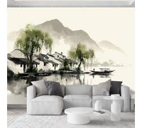 200 x 140 cm papel pintado panorámico para niños niñas, representante de montañas y sauces lloradores póster gigante de pared 3D, decoración de pared premium para sala de estar, dormitorio de niños
