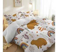 200 x 200 cm Funda Nórdica Microfibra Suave Cepillada, Blanca Reversible con Dibujos Animados Animales Arcoíris Impresión Transpirable Fundas de Edredón para Niños y Adolescentes Dormitorio