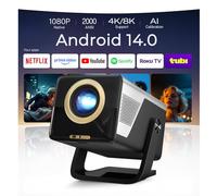 [2000 ANSI & 1080P Nativo] Proyector Inteligente X7 (Android 14), Soporte 8K/4K, Calibración Visual IA, Enfoque y Corrección Automática, WiFi 6, Bluetooth 5.4, Mando por Voz Air Mouse, Audio Hi-Res