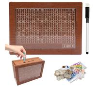 2000 Euro Hucha de Madera, Caja de Ahorros de Madera Reutilizable, Huchas para Adultos y Niños