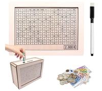 2000 Euro Hucha de Madera, Caja de Ahorros de Madera Reutilizable, Huchas para Adultos y Niños