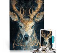 2000-piece Puzzle for Teenagers Golden Deer Portrait for Age 14 Years and Over Each Piece is Unique - Fun and challenging Game for The Whole Family As a Gift for The Whole Family and Friends。