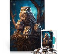 2000 Pieces Jigsaw Puzzles for Adults “Owl with owlets at Night” Made of Cardboard，Suitable for People Aged 14 and Above Difficult to Complete but Fun and Humorous Suitable for Desktop Decoration。