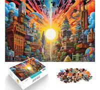 2000 Pieces Jigsaws Adults Puzzles Gifts Psychedelic City Artwork Made of Cardboard,Suitable for Ages 14 and up for Educational Game Challenge Toy Wish List with Santa Claus。Size:70x100cm