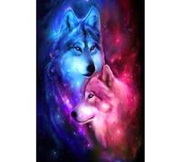 2000 piezas (100 x 70 cm) Rompecabezas para adultos, dos lobos de colores sobre el tema del mundo de los animales, rompecabezas de cerebro y juguetes intelectuales