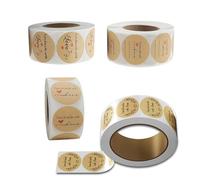 2000 Piezas Etiquetas Handmade, Pegatinas Kraft Etiqueta Adhesiva "Handmade with love" 2.5cm Redondas Etiqueta, Kraft Etiquetas Personalizadas para Bolsas de Hornear Regalos Caseros