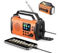 20000 mAh Radio Solar de Emergencia con Manivela Dab+ FM, Portatil Radios Dinamo Bluetooth con Despertador, Alarma de Emergencia SOS, Linterna y Luz De Lectura (Naranja)