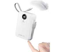 20000mAh Power Bank con Cable Incorporado: Batería Externa de Carga rápida de 22.5W para teléfono móvil, Battery Pack USB C (Entrada y Salida), Cargador portátil con 4 Salidas y 2 entradas-Blanco