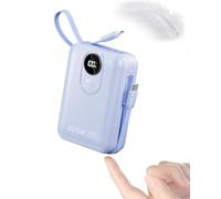 20000mAh Power Bank con Cable Incorporado: Batería Externa de Carga rápida de 22.5W para teléfono móvil, Battery Pack USB C (Entrada y Salida), Cargador portátil con 4 Salidas y 2 entradas-Azul