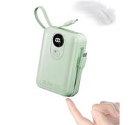 20000mAh Power Bank con Cable Incorporado: Batería Externa de Carga rápida de 22.5W para teléfono móvil, Battery Pack USB C (Entrada y Salida), Cargador portátil con 4 Salidas y 2 entradas-Verde