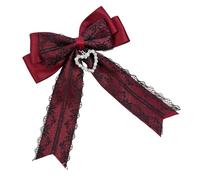 2000s Cool Girl - Pinza para el pelo de encaje con dije de corazón, B | Accesorio de estilo de los años 2000 para fiestas y eventos especiales con lazos grandes para el pelo para mujeres y niñas