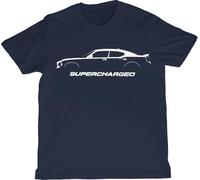 2006-2010 Charger Supercharged Silhouette T-Shirt - Modern Muscle Sedan Tee, azul, M