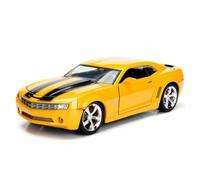 2006 Chevy Camaro Concept Yellow Bumblebee with Robot on Chassis and Collectible Metal Coin Transformers Movie 1/24 Diecast Model Car by Jada 98497