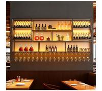 200cm Estante de Vino Montado De Estilo Industrial, Metal de Pared Botellas de Vino con portavasos, Moderno 3 niveles Multifuncional Botellero De Almacenamiento, Para Bar en Casa/Cafetería (200cm)