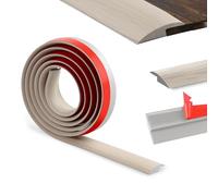 200cm Tira de borde-Autoadhesivo,Tiras de Puerta de Transición Pvc, Tira Divisoria Bordes Piso,Adecuado para la transición Para La TransicióN Del Umbral Del Piso(3.5 Cm, Grano De Madera Gris)