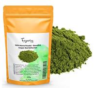 200g Henna Natural en Polvo - Aporta Bonitos Reflejos Rojizos Cobrizos - Colorante Natural para el Cabello - 100% Puro, Sin Aditivos - Polvo Fino - Tazarin Ltd