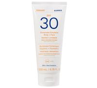 KORRES YOGHURT - Emulsión de protección solar para cuerpo y cara SPF30 de rápida absorción, hidrata de larga duración, resistente al agua, 200 ml