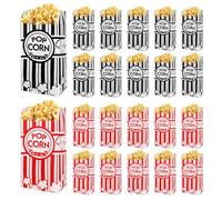 200pcs Bolsas para palomitas de maíz, 21*9*6cm bolsas palomitas papel con Revestimiento Resistente al Aceite, Clásica cajas palomitas Rayas para Cine Teatro Cumpleaños Fiestas Temáticas Noches de Cine