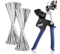 200PCS Bridas de Acero Inoxidable y Pistola Metálica, Bridas Metálicas 4,6 x 300 mm, Pistola Metálica para Bridas Adecuada para Agrupación de Cables, Industria y Agricultura