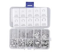 200PCS E Clip Assortment Kit Stainless Steel High Tension Strength External Retaining Circlip for Bearings