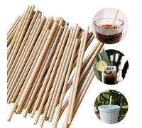 200Pcs Pajitas desechables de bagazo, pajita plana recta de 21 cm, 5,5 mm de diámetro, pajita biodegradable de caña de azúcar para fiestas, zumos de frutas, cócteles, cocina, club (200)
