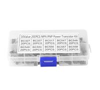200pcs Transistores de Potencia NPN PNP Bipolar Transistor Surtido TO-92 10 Valores Kit de Bricolaje(BC327 BC337 BC517 BC547 BC548 BC549 BC550 BC556 BC557 BC558)