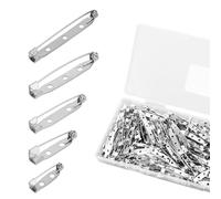 200uds Alfileres para Broches, 20mm/25mm/32mm/38mm/45mm Alfileres Manualidades Parte Trasera Plana Metal Pin Backs para Hacer Joyas Insignias Etiquetas con Nombre Tachuelas Corbatas