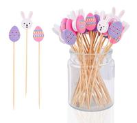 200uds Palillos para Cócteles, Madera con Temática de Pascua Palillos de Dientes Largos Decorativos Bonitos Brochetas de Fruta de Pascua Decoraciones para Fiestas de Pascua (Estilo B)